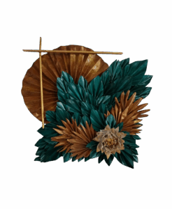 tableau en relief 3D, représentant des feuilles de lierre et ornements au couleur d'automne.